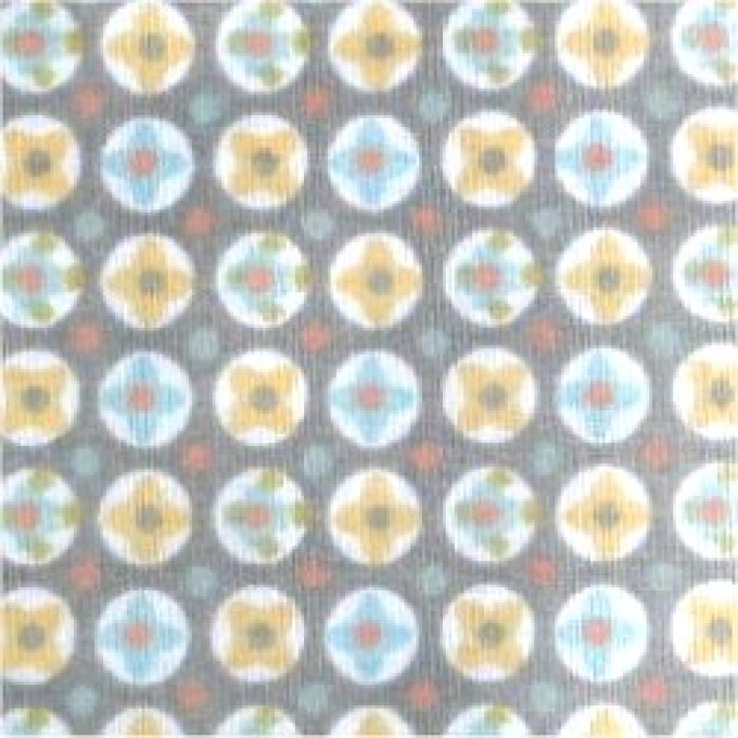 Tissu coton - Fleurs kebul gris jaune