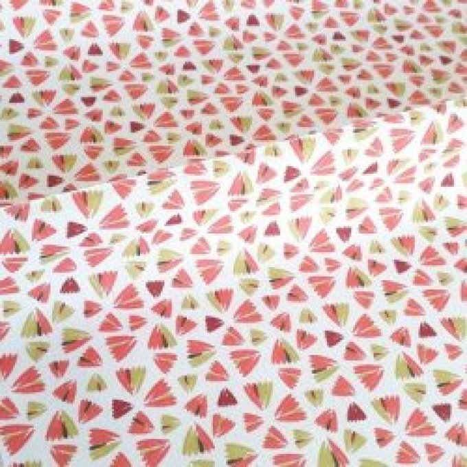 Tissu coton - Fleurs zantem rose orangé