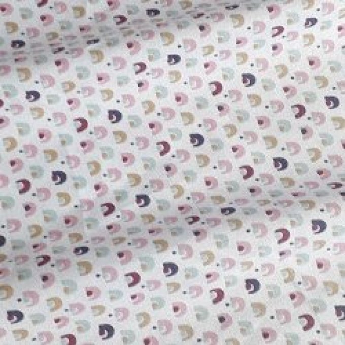 Tissu coton - Mini arc mauve rose