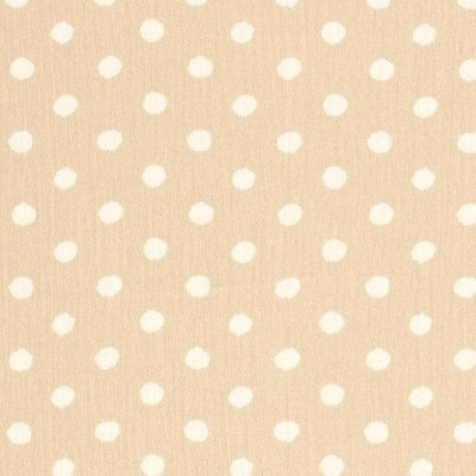 Tissus coton à pois - Beige et blanc