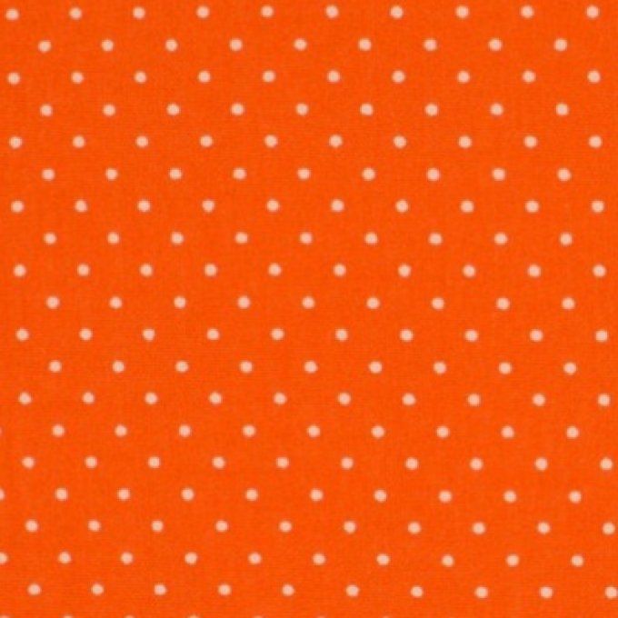 Tissus coton à pois - Orange et blanc