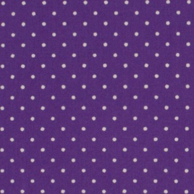 Tissus coton à pois - Violet et blanc