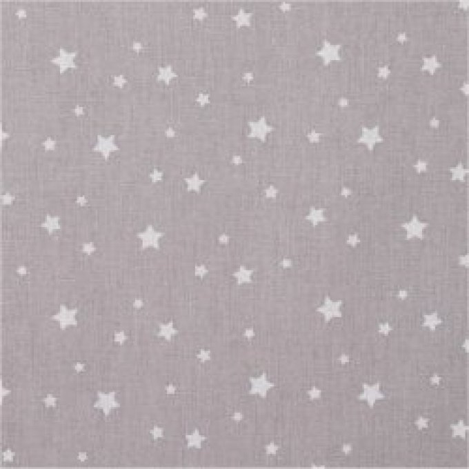 Tissus coton Etoile- Gris et blanc