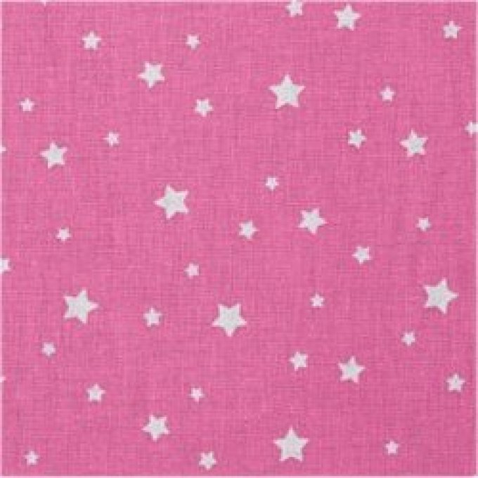 Tissus coton Etoile- Rose et blanc